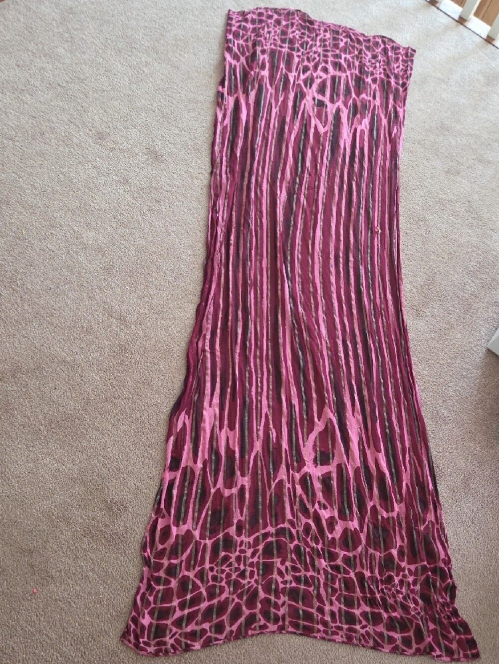 Isaac Mizrahi Pink & Burgundy Striped and Animal Print Scarf